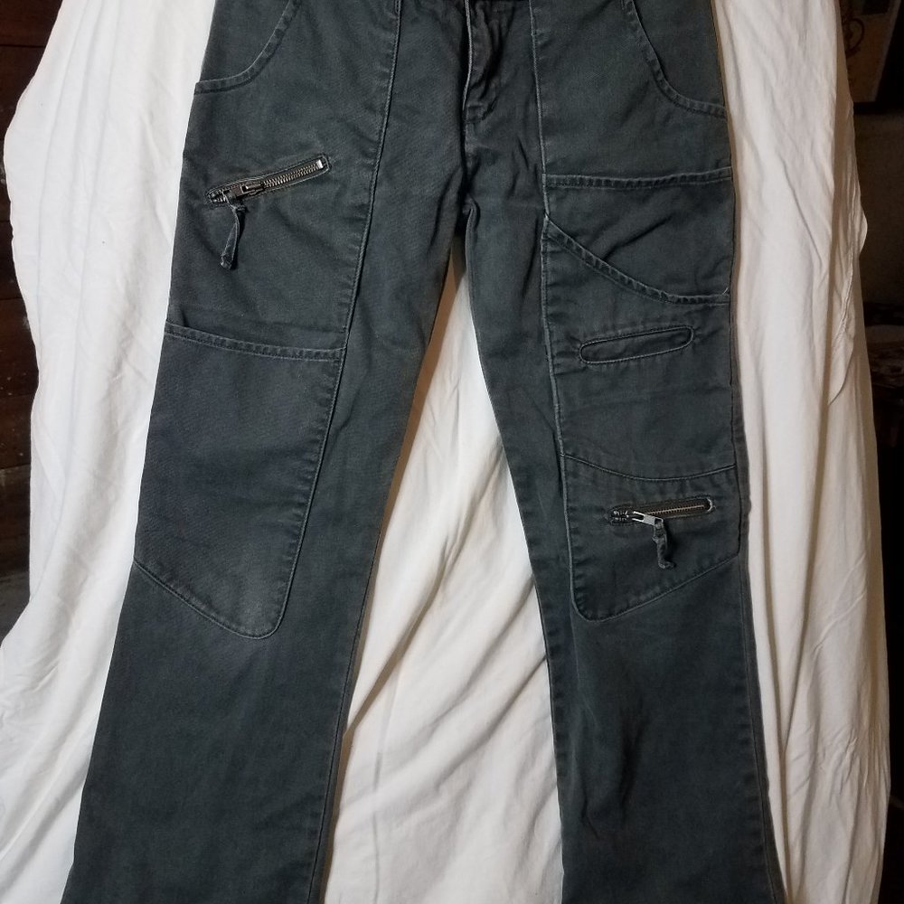 Dark Green Low Rise 100% Cotton Cargo Pants